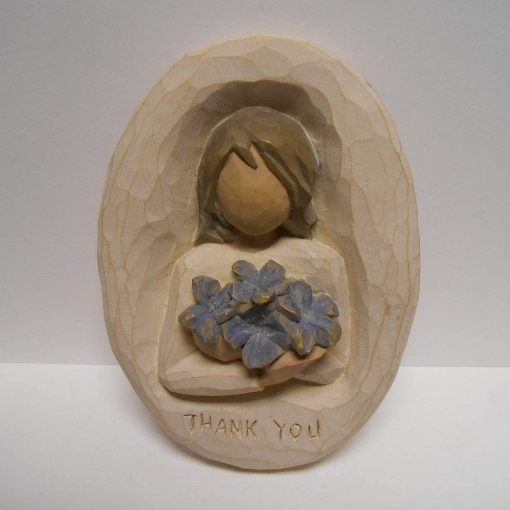 Willow Tree #26514 Thank You Plaque DEMDACO Angel w/flowers - Picture 4 of 4
